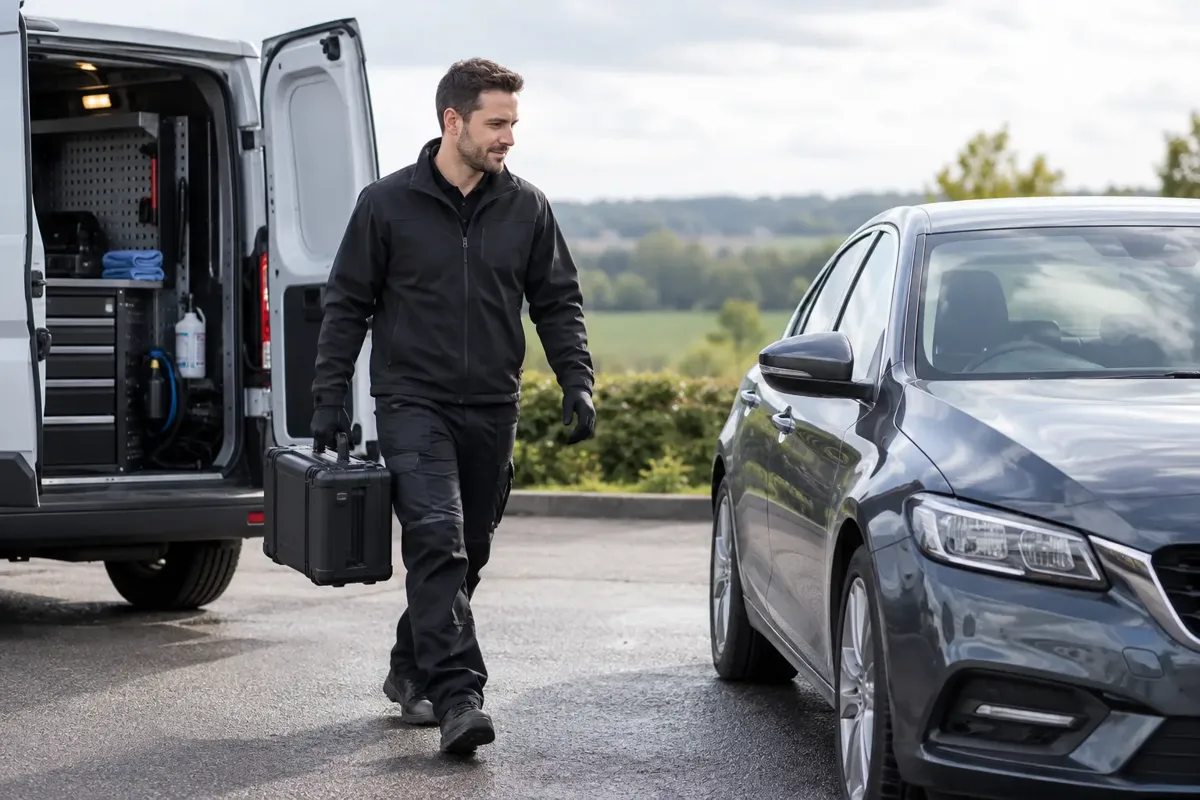 Mobile Windscreen Replacement – vehicle glazing technician at work